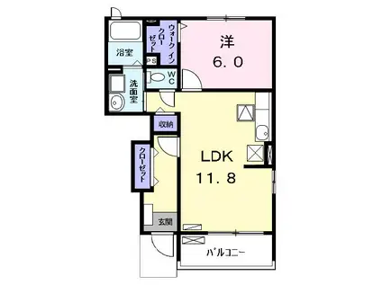 プリズム(1LDK/1階)の間取り写真