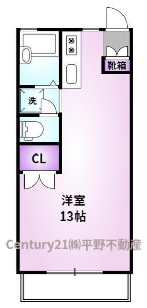 CCR34(ワンルーム/2階)の間取り写真
