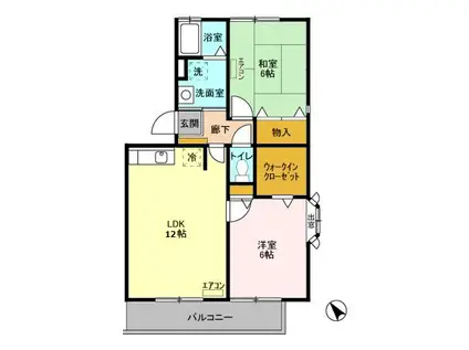 ラ・グランドゥール(2LDK/1階)の間取り写真