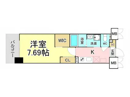 ウイングス穴生(1K/3階)の間取り写真