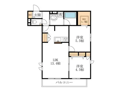 桜メゾン(2LDK/2階)の間取り写真