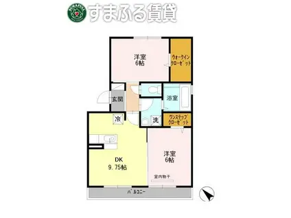 エターナルウイング(2DK/2階)の間取り写真