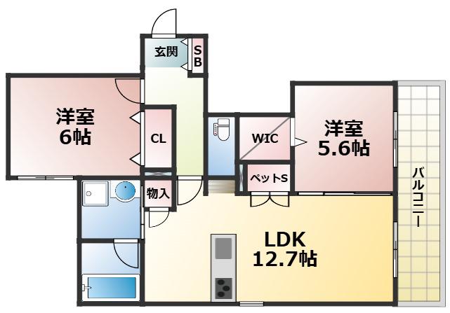 SERPIENTE(2LDK/1階)の間取り写真