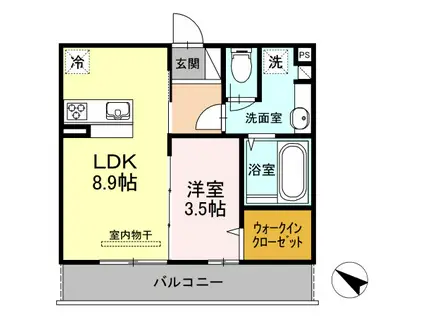 ヴィルセイン 潮彩 B棟(1LDK/3階)の間取り写真