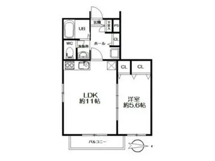 ムーンライトB(1LDK/1階)の間取り写真