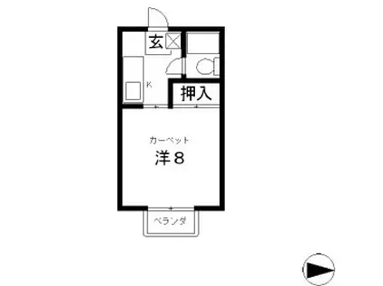 ベルカーサI(1K/2階)の間取り写真