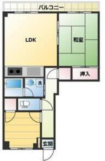 ホリホックイン和田(2LDK/4階)の間取り写真