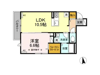 D-ROOM南材木町(1LDK/3階)の間取り写真