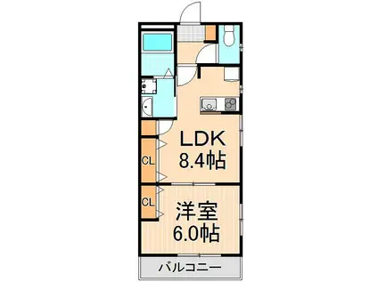 リブリ・LE・LIEN(1LDK/2階)の間取り写真