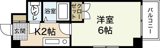 AXIS上幟町(1K/8階)の間取り写真