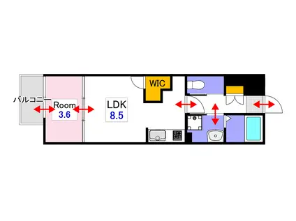 月光 岡山駅西口弐番館(1LDK/2階)の間取り写真