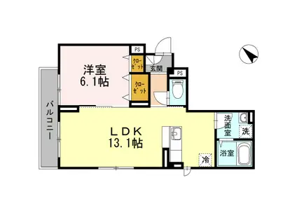 SKYE城山(1LDK/1階)の間取り写真
