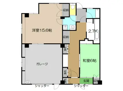 ハレモアナ新田(2K/1階)の間取り写真