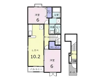 サンリットスクエアB(2LDK/2階)の間取り写真