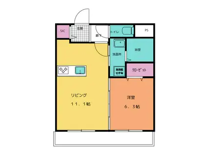 CIEL BLUE(1LDK/2階)の間取り写真