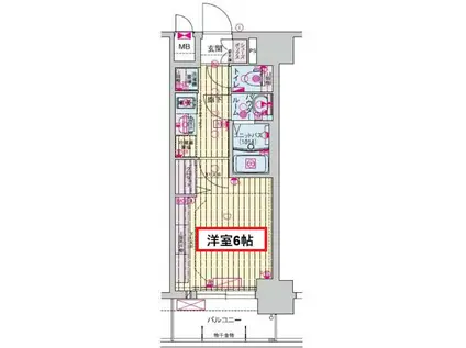プレサンス鶴橋トレヴィエ(1K/4階)の間取り写真