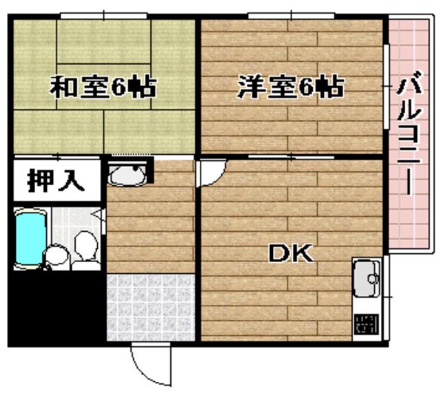 石田ハイツ(2DK/3階)の間取り写真