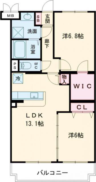 シャルマンII(2LDK/4階)の間取り写真
