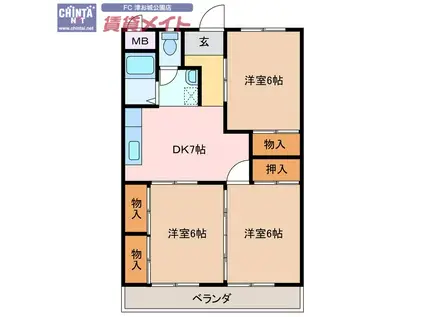 プラムコート(3DK/3階)の間取り写真