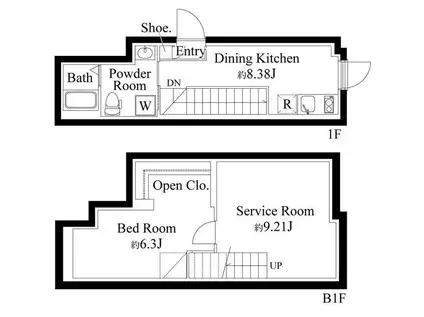 ファーヴァル代々木上原(2DK/1階)の間取り写真