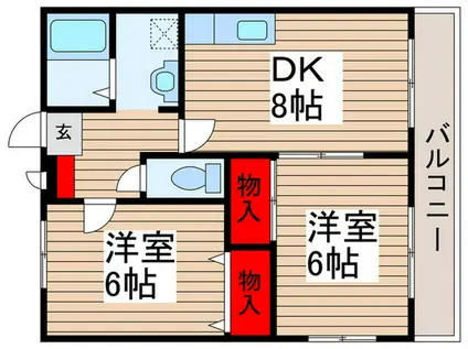 パナタウン白旗I(2DK/2階)の間取り写真