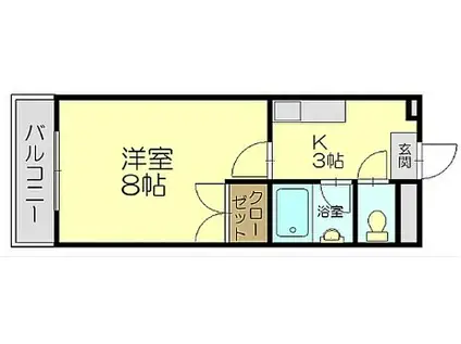 クレシェンド(ワンルーム/3階)の間取り写真