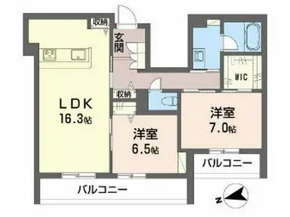 シャーメゾンフィセル(2LDK/3階)の間取り写真