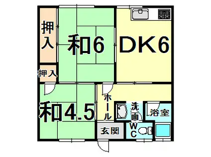 明美荘(2DK/1階)の間取り写真