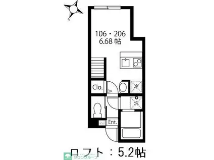 ハーミットクラブハウスヴォワール(ワンルーム/1階)の間取り写真