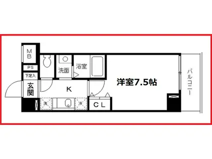 スカイパル・ワイ(1K/2階)の間取り写真