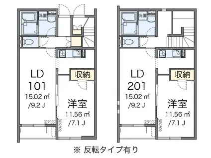 クレイノARINOII(1LDK/2階)の間取り写真