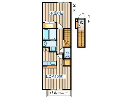 クレメントA(1LDK/2階)の間取り写真