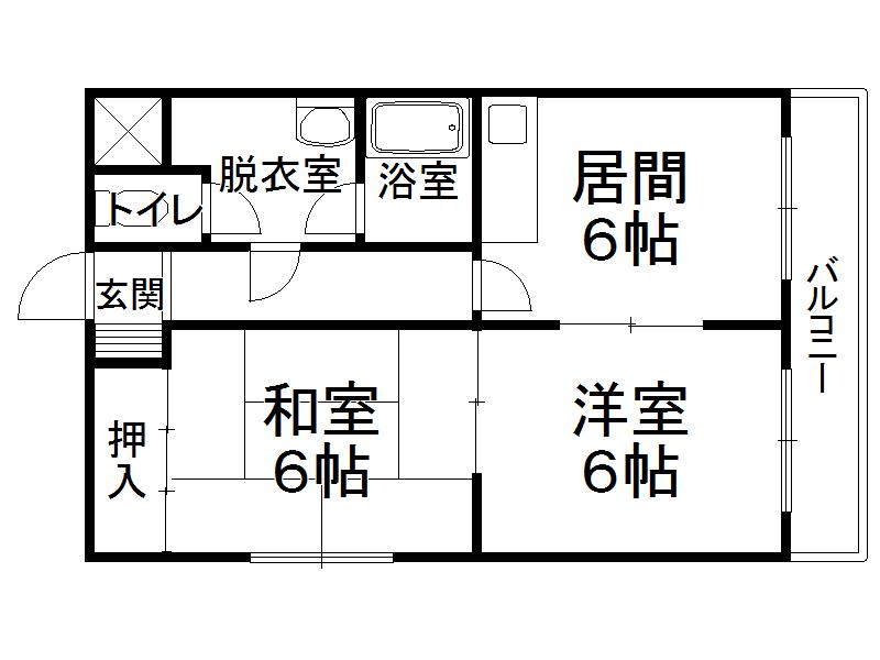 ハイムリバーサイド(2DK/3階)の間取り写真