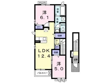 ブルテリア泉 I(2LDK/2階)の間取り写真
