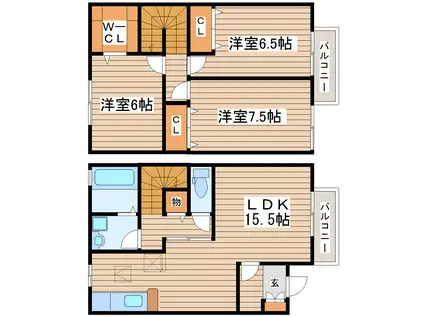 ラルーナIII(3LDK/1階)の間取り写真