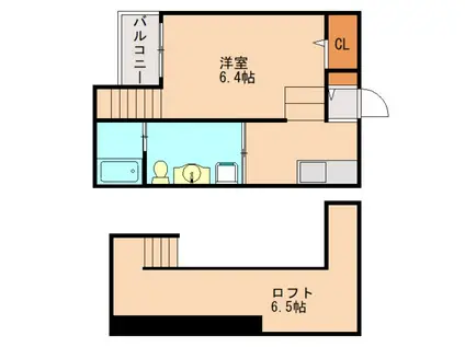グリーンポート高宮(ワンルーム/2階)の間取り写真