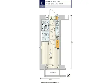 スカイコートパレス押上II(1K/2階)の間取り写真