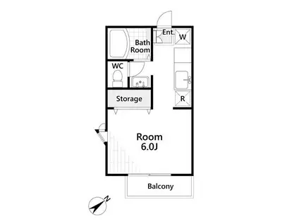 フォーレスト・ヒル(1K/2階)の間取り写真