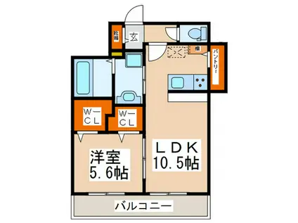 SEASONS ウエスト(1LDK/4階)の間取り写真