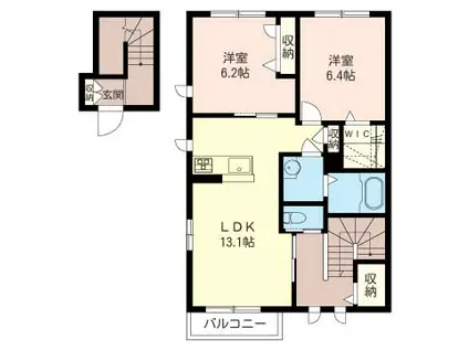 シャーメゾン パレスドバシ3(2LDK/2階)の間取り写真