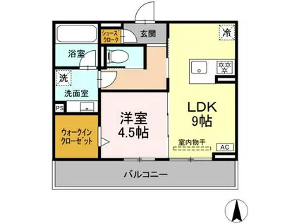 D-AVANCE 花中I(1LDK/3階)の間取り写真