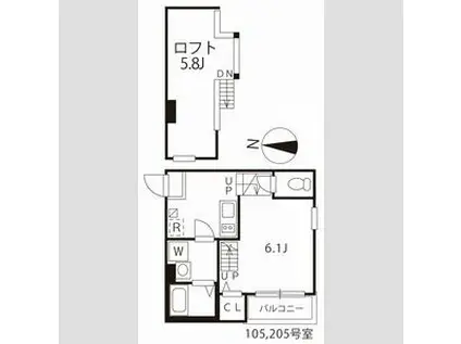 ハーモニーテラス松園(1K/1階)の間取り写真