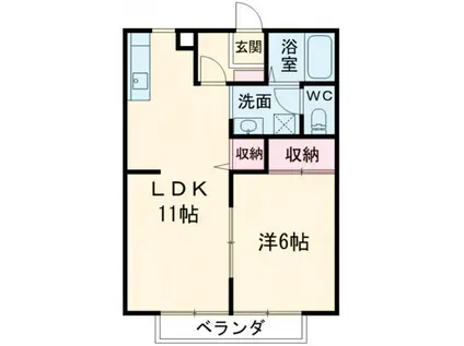 BEELINE PAL ビーラインパル(1LDK/2階)の間取り写真