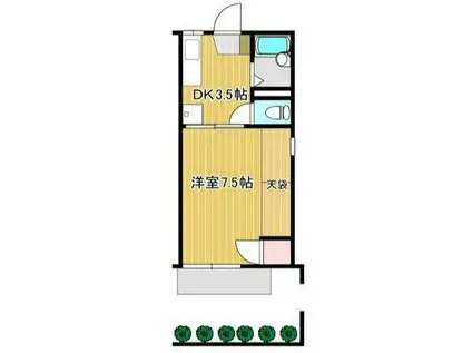 ハイムイワクラ(1DK/1階)の間取り写真