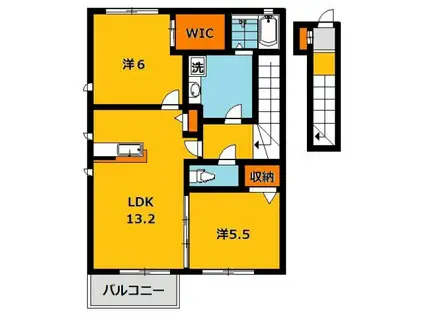 石浜コモンシティーD棟(2LDK/2階)の間取り写真