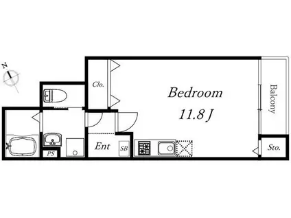 アパルトマン1(ワンルーム/1階)の間取り写真