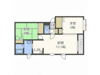 プルーデンス西岡II(2LDK/2階)の間取り写真