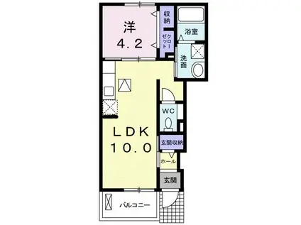 カーサ フォルテII(1LDK/1階)の間取り写真