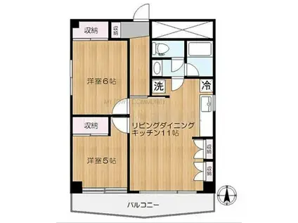 石黒ビル(2LDK/6階)の間取り写真