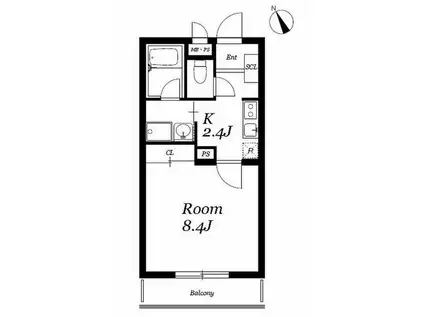 グランメール千本A(1K/1階)の間取り写真